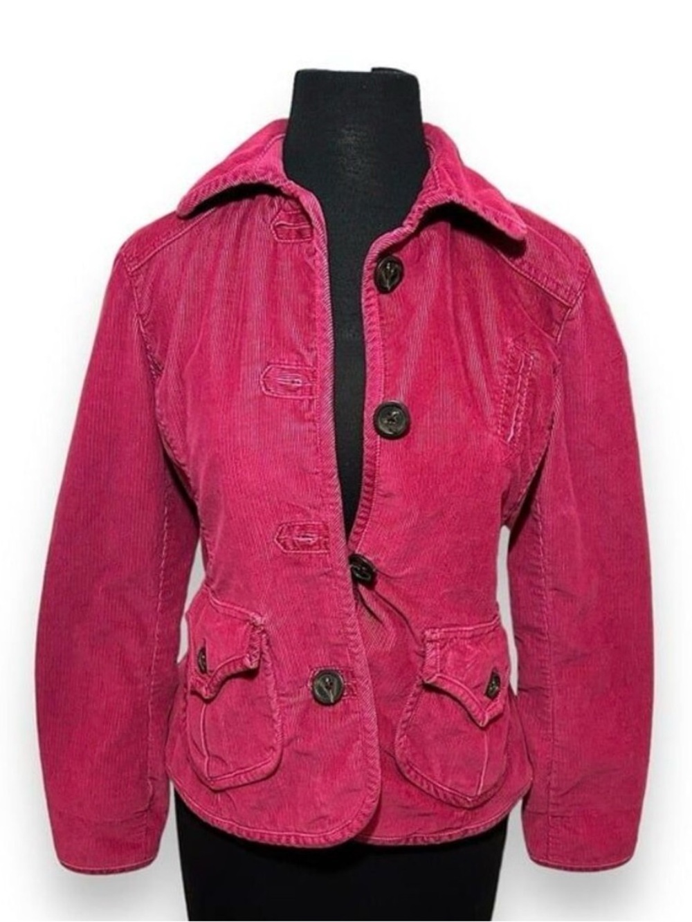 Pink Corduroy Button-Up Jacket